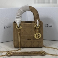 Classic Dior Lady Dior Mini Bag in Geometry Embroidered Canvas CD1908 Khaki 2020