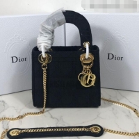 Good Taste Dior Lady Dior Mini Bag in Geometry Embroidered Canvas CD1908 Black 2020