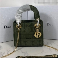 Traditional Discount Dior Lady Dior Mini Bag in Geometry Embroidered Canvas CD1908 Green 2020