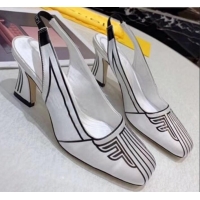 Stylish Fendi FFreedom Satin Square-Toed High-Heel Slingback Pump G72701 White