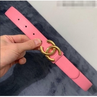 Market Sells Chanel Calfskin Belt Width 30mm with CC Buckle 21235 Pink