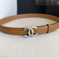 ​Top Quality Chanel Calfskin Belt Width 30mm with CC Buckle 21235 Brown