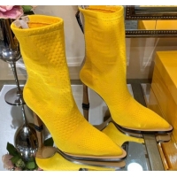 Low Cost Fendi FFrame Jacquard Knit High-Heel Short Boot G80311 Yellow