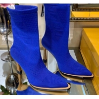 Best Design Fendi FFrame Jacquard Knit High-Heel Short Boot G80311 Royal Blue