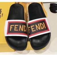 Design Fendi Logo Band Flat Slide Sandals G82144