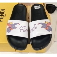 Low Price Fendi Flying Elephant Flat Slide Sandals Black G82151