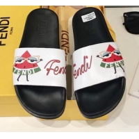 Buy Luxury Fendi Watermelon Lady Flat Slide Sandals Black G82156