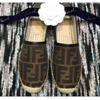 Classic Hot Fendi FF Canvas Flat Espadrilles Coffee G82742