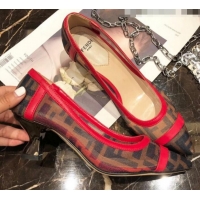 Good Product Fendi FF Mesh Heel 5cm Pump G90253 Red