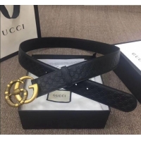 Wholesale Gucci GG Signature Leather Belt Width 40mm with Snake GG Buckle 12054 Black