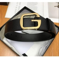 Top Quality Gucci Calfskin Belt Width 38mm with Single G Buckle 12219 Black/Gold