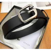 Inexpensive Gucci Calfskin Belt Width 38mm with Single G Buckle 12220 Black/Silver