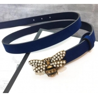 New Product Gucci Queen Margaret Leather Belt Width 20mm 20333 Blue