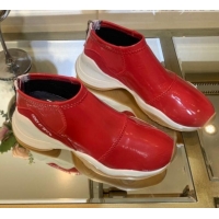 Shop Duplicate Fendi FFluid Glossy Zip Sneakers G92331 Red 2020