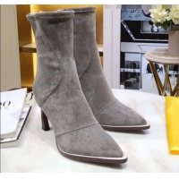 Low Price Fendi FFreedom Stretch Fabric Heel Short Boots G92340 Grey