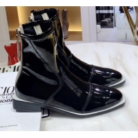 Good Quality Fendi FFrame Stitching Glossy Flat Short Boots G92350 Black 2020