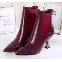 Grade Quality Fendi Colibrì Calfskin Pointed Heel Short Boots G01519 Burgundy 2020