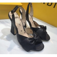 Classic Specials Fendi FFreedom All-Over FF Bow Slingback Heel Sandals G22606 Black 2020