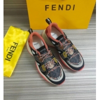 Unique Grade Fendi FFluid Suede Multilayer Waved Sneakers G22609 Black/Brown 2020