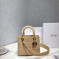 New Fashion Dior Lady Dior Medium Bag in Geometry Embroidered Canvas CD1907 Beige Gold