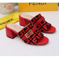 Top Quality Fendi Promenade FF Heel Slide Sandals G30811 Red 2020