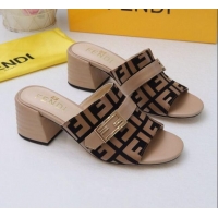 Popular Style Fendi Promenade FF Heel Slide Sandals G30811 Khaki 2020