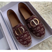 Imitation Dior CD Bow Espadrilles in Burgundy Oblique Canvas G12013 2020