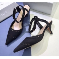 Good Quality Dior Teddy-D Slingback Pump in Brushed and Perforated Leather G12204 Black