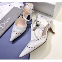 Unique Style Dior Teddy-D Slingback Pump in Brushed and Perforated Leather G12204 White