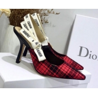 Discount Design Dior J'Adior High-Heel Slingback Pump in Red Tartan Fabric G12213 2020