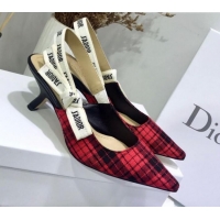 Best Price Dior J'Adior High-Heel Slingback Pump in Red Tartan Fabric G12214 2020