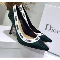 Cheap Price Dior J'Adior High-Heel Pump in Green Tartan Fabric and Embroidered Ribbon G12222 2020