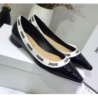 Good Product Dior J'Adior Flat Pump in Patent Calfskin and Embroidered Ribbon G12734 2020