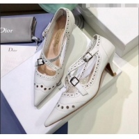 Good Looking Dior Teddy-D Cross Straps Pump in Brushed and Perforated Leather G20602 White 2020