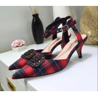 Lower Price Dior Gang Charm Slingback Pump in Red Tartan Fabric G20605 2020