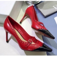 Discount Dior Spectadior Strap Pumps in Perforated Leather G21804 Red/Black 2020