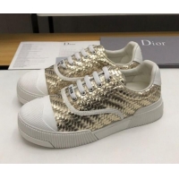 Good Quality Dior D-Smash Woven Calfskin Sneakers G21819 Gold 220