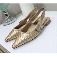 Reasonable Price Dior J'Adior Slingback Flat Pumps in Braided Metallic Gold Lambskin G23121 2020