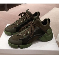 Luxury Dior D-Connect Neoprene Low-top Sneakers G11644 Khaki Green 2020