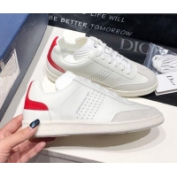 Luxury Dior Homme Calfskin Sneakers G21418 White/Red 2020