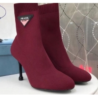 Duplicate Prada Stretch Fabric Booties 1T978I Burgundy