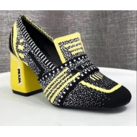 Discounts Prada Knit Fabric Loafers 1D194L Yellow