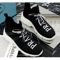 Classic Prada Stretch Knit Logo Sneaker P72956 Black 2020