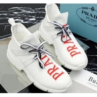 Stylish Prada Stretch Knit Logo Sneaker P72956 White 2020