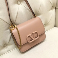 Top Quality VALENTINO VLOCK Origianl leather shoulder bag 0906 light pink