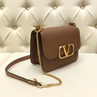 Buy Classic VALENTINO VLOCK Origianl leather shoulder bag 0905 brown