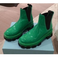 Best Price Prada Patent Leather Short Boots P01256 Green 2020