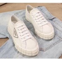 Top Quality Prada Canvas Logo Side Low-top Sneakers P13024 White 2020