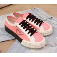 Best Product Prada Canvas Logo Side Low-top Sneakers P13024 Pink 2020