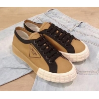 Unique Style Prada Canvas Logo Side Low-top Sneakers P13024 Light Brown 2020